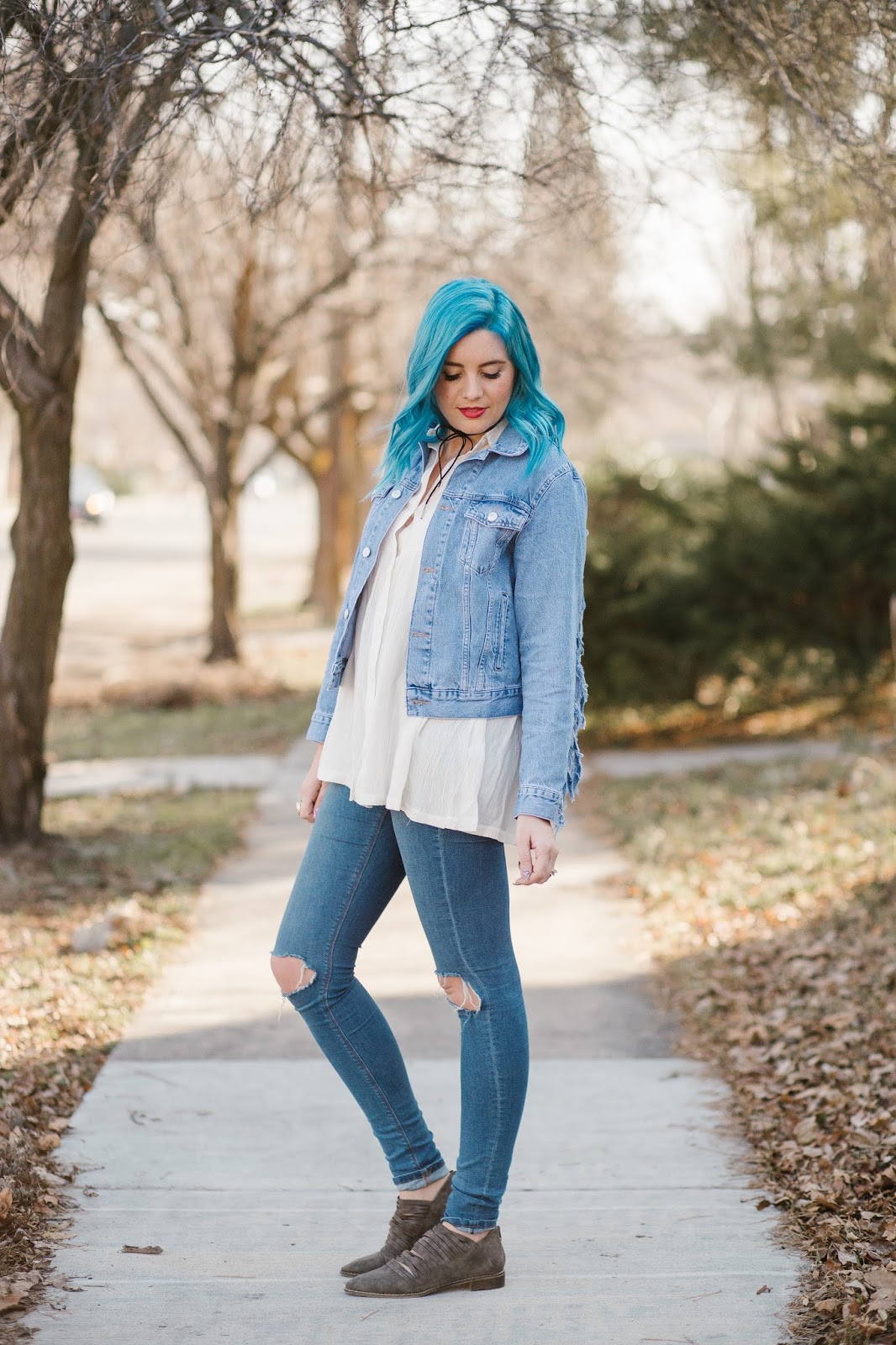 Blue Hair, Utah Fashion Blogger, Modest Outfit