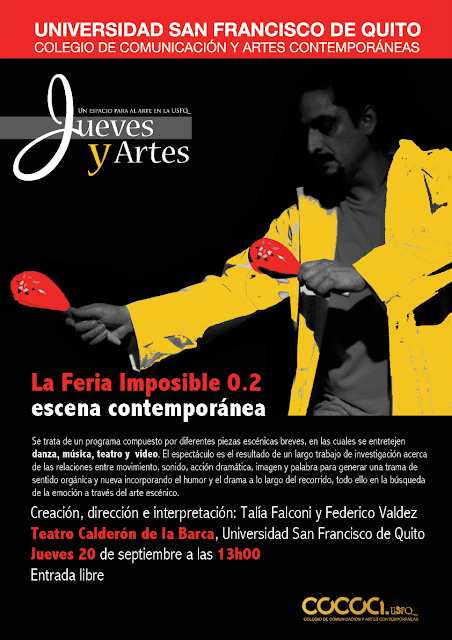 Vuelve "Jueves y Artes" con La Feria Imposible 2.0 este 20 de septiembre a las 13h00, Teatro Calderón de la Barca.