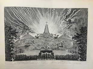 Engraving of fireworks at Versailles