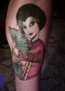 Calf Japanese Geisha Tattoo