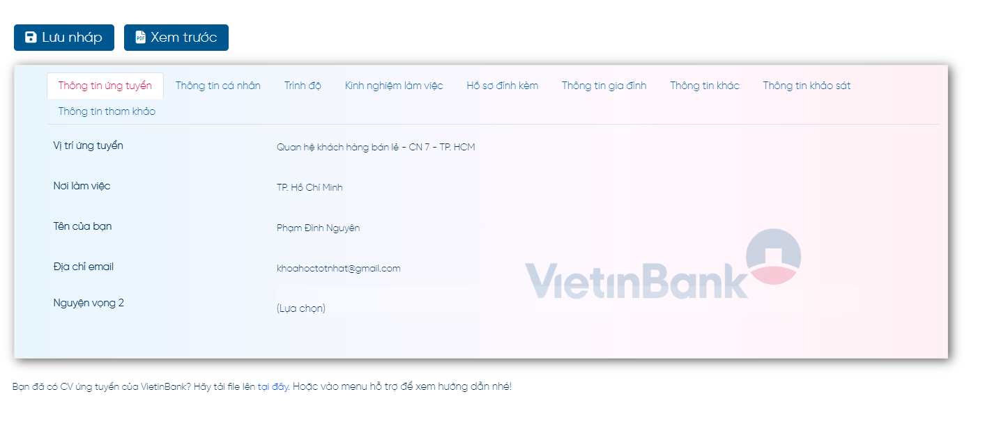 Hướng Dẫn Từng Bước Nộp Hồ Sơ Vietinbank