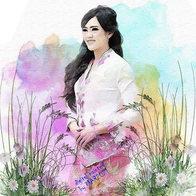 kebaya encim in watercolor painting