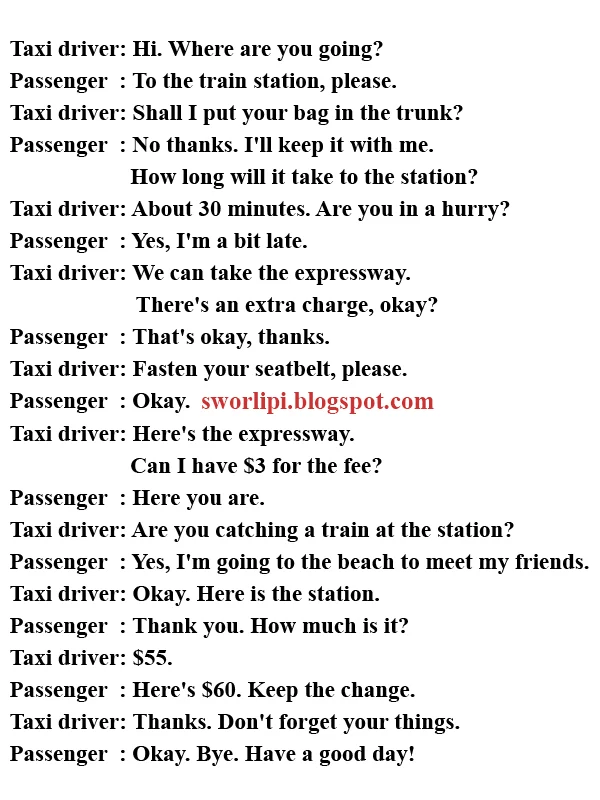 Dialogue । Between Taxi Driver And Passenger