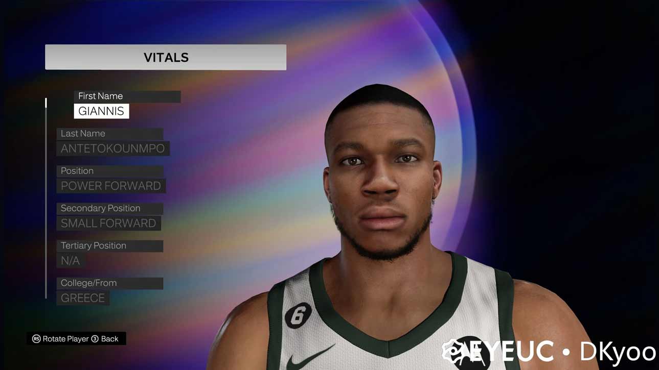 NBA 2K23 Giannis Antetokounmpo Cyberface (Current Hairstyle)