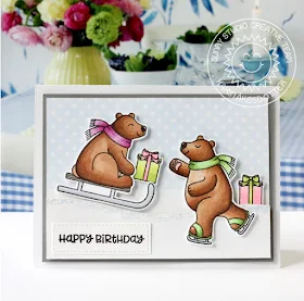 Sunny Studio Stamps: Playful Polar Bears Winter Themed Birthday Card by Karin Akesdotter