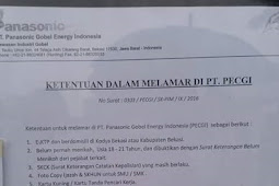 Lowongan Kerja PT. Panasonic Gobel Energy Indonesia