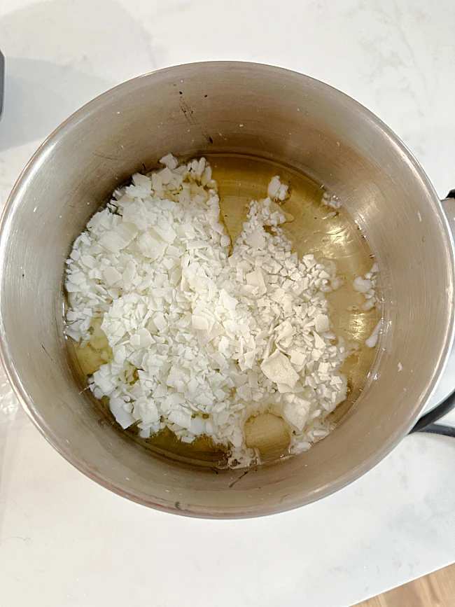 melting wax in a pot