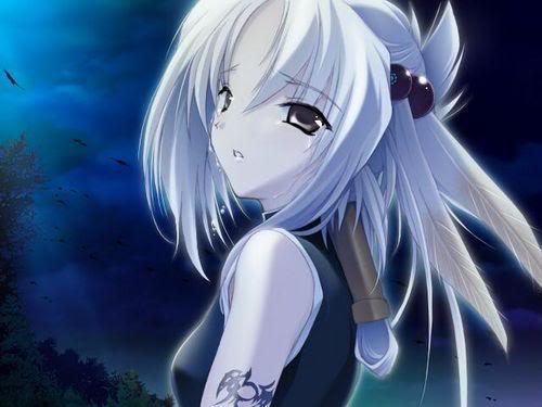 sad anime girl. sad anime girl with white hair