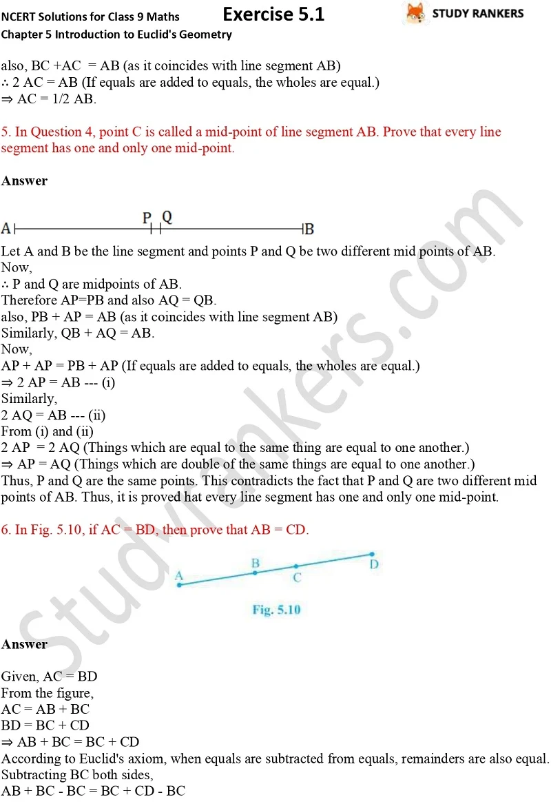 NCERT Solutions for Class 9 Maths Chapter 5 Introduction to Euclid's Geometry Exercise 5.1 Part 3