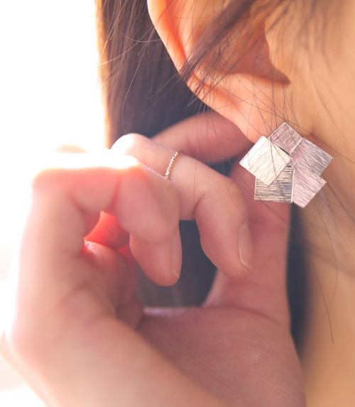 Textured Square Earrings