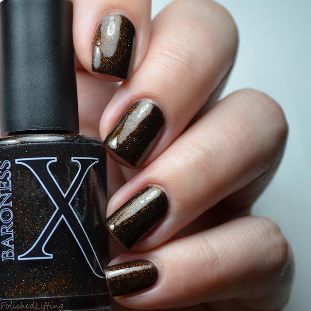 black nail polish copper shimmer