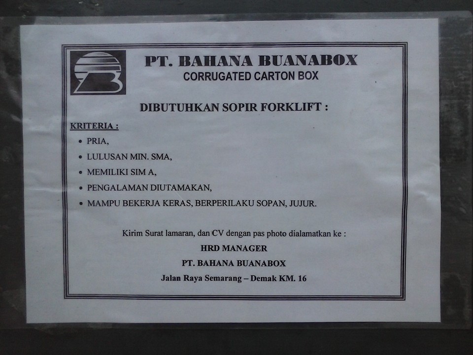 Lowongan Kerja Pabrik di Demak