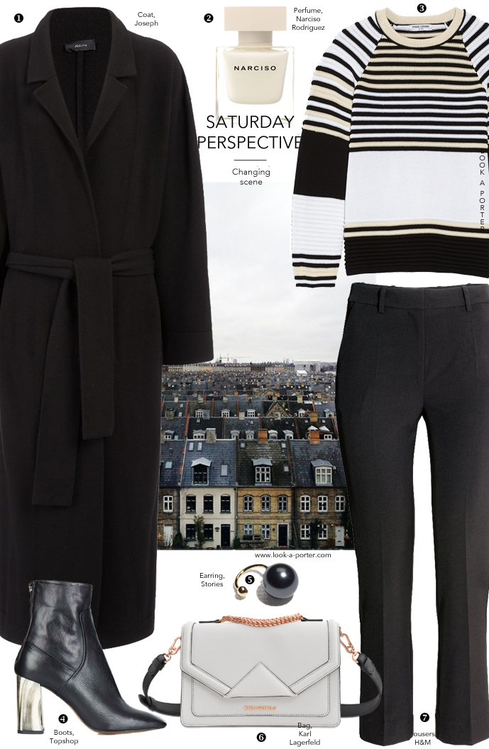 Weekend outfit ideas - styling Joseph coat, Opening ceremony sweater, Topshop boots, Karl Lagerfeld bag & H&M trousers via www.look-a-porter.com style & fashion blog