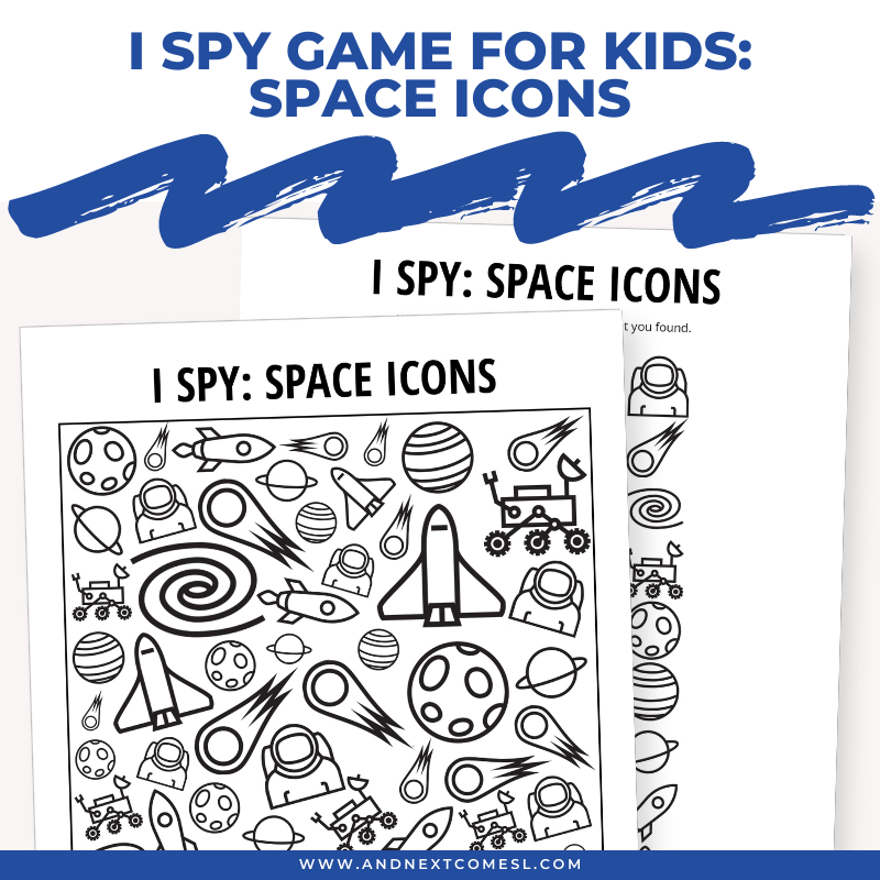 Printable space icons I spy game for kids