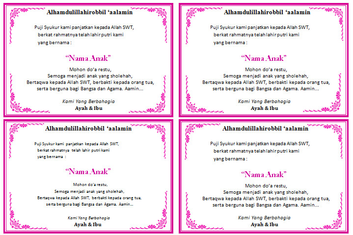 Download Label Nama Bayi Untuk Kotak Makan Syukuran Aqiqah Word Bisa Diedit Masdinko Com