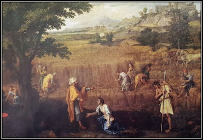 Poussin's painting of workers harvesting drips