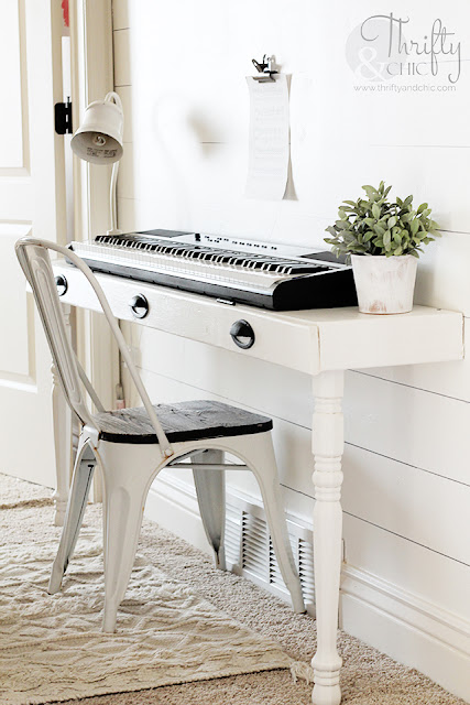 DIY piano stand. Built in piano stand tutorial. How to make a piano stand. DIY built in work station. DIY built in desk. DIY console table. Long hallway ideas. DIY storage desk tutorial.