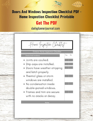 Doors And Windows Inspection Checklist PDF - Home Inspection Checklist Printable