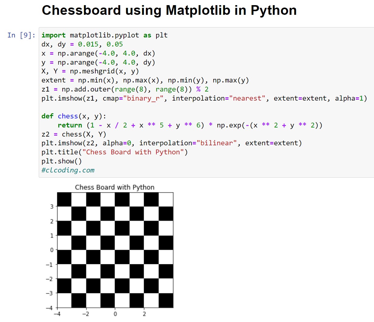 Day 19 : Chessboard using Matplotlib in Python ~ Computer