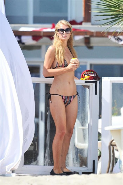 Paris Hilton in Bikini at Malibu Beach Hot Pictures