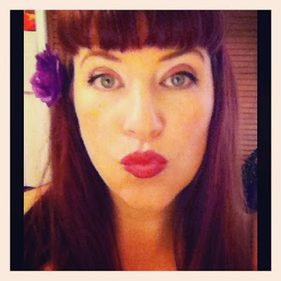 Bridget Eileen Plus Size Pin Up in Victory Rolls and Pin Up Makeup in Purple