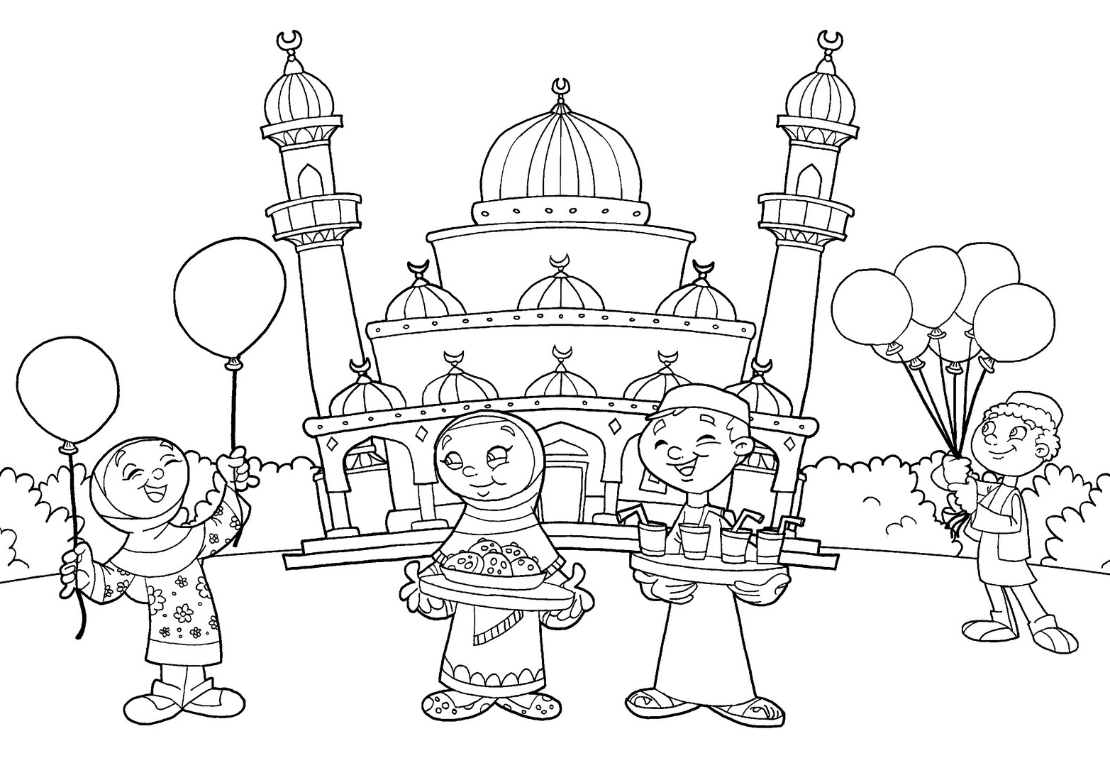 Sketsa Gambar Mewarnai Mesjid Untuk Anak TK PAUD Terbaru | gambarcoloring