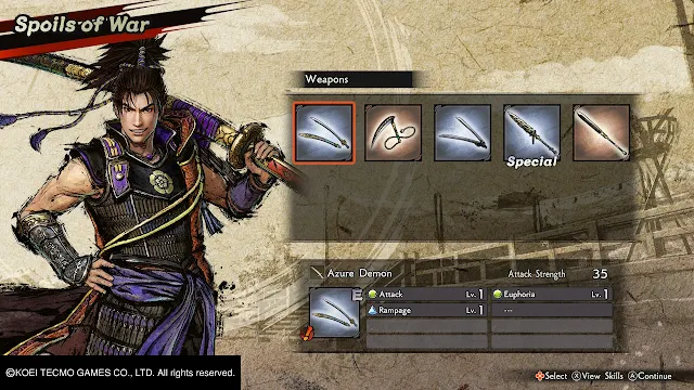 Oda Nobunaga Recompensas armas Samurai Warrior 5 Nitendo Switch