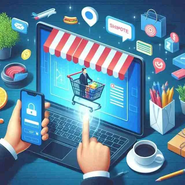 ilustração de uma pessoa fazendo compras online
