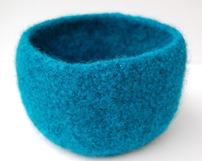 turquoise blue felted bowl