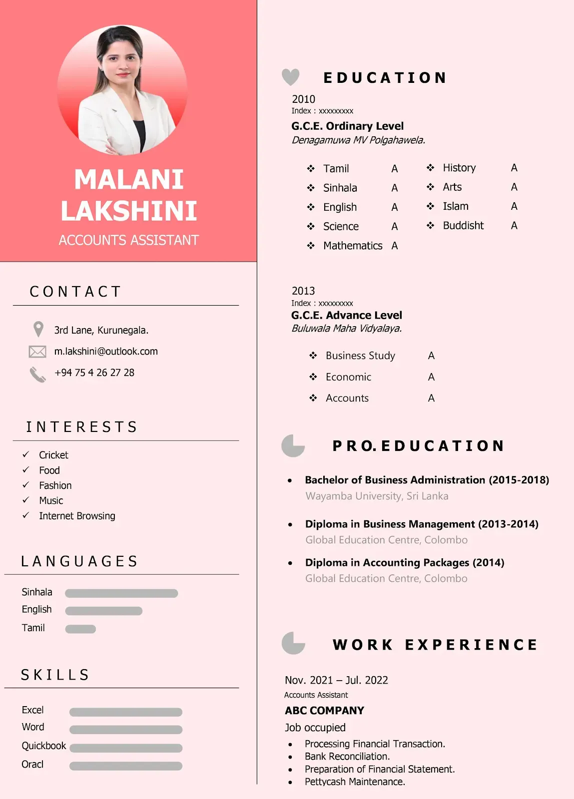 Lanka Career CV-02