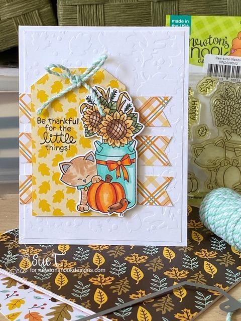 Be thankful for the little things by Sue features Fancy Edges, Autumn, Paw-tumn Newton, and Autumn Mice by Newton's Nook Designs; #inkypaws, #newtonsnook, #autumncards, #catcards, #fallcards