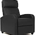 FDW Wingback Recliner Chair Leather Single Modern Sofa Home Theater Seating for Living Room (Black)