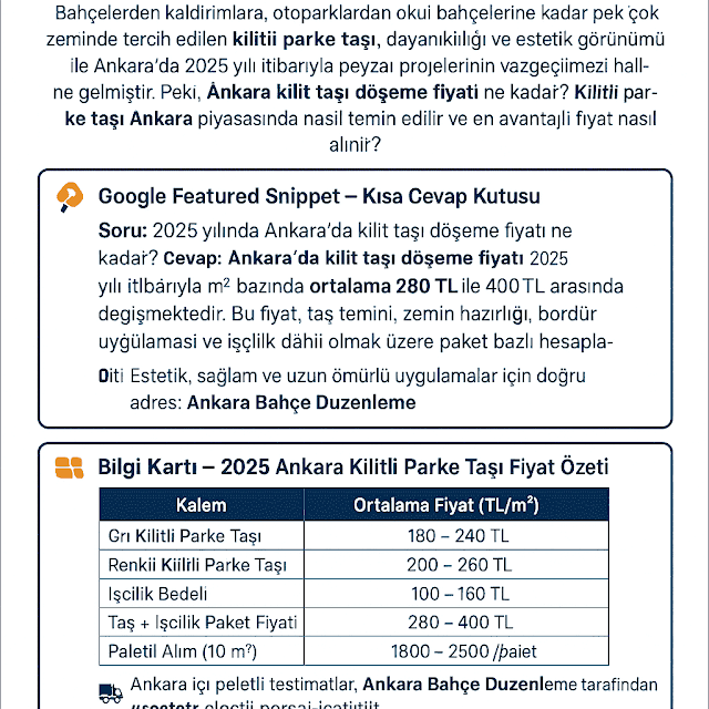 🧱 Ankara Kilit Taşı Döşeme Fiyatı