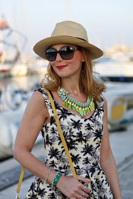 Dixie abito palme, Sodini necklace, collana gialla sodini, ecua-andino beige hat, Fashion and Cookies, fashion blogger