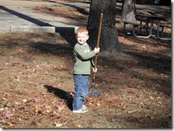 Cai raking leaves