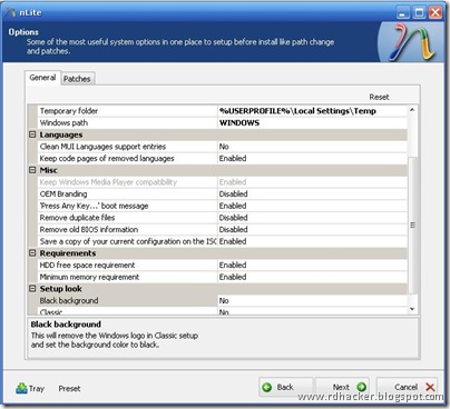 configure miscllaneous options