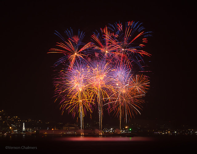 New Year 2016 Fireworks Celebrations - Over Woodbridge Island / V&A Waterfront Cape Town