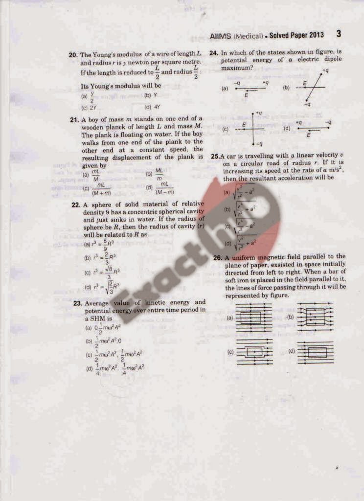 Here you will find AIIMS 2013 Solved Question Papers .