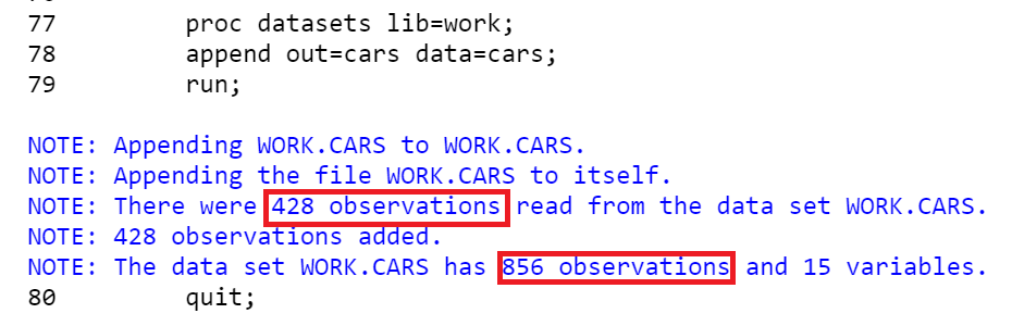 PROC DATASETS: Append