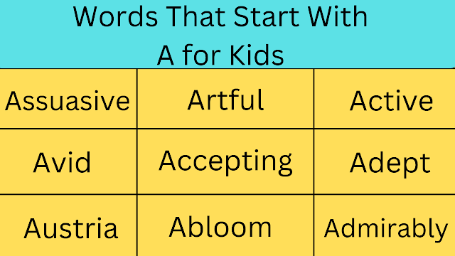 English Words Beginning With A Letter for Kids