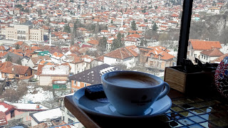 Driking coffee in Sarajevo