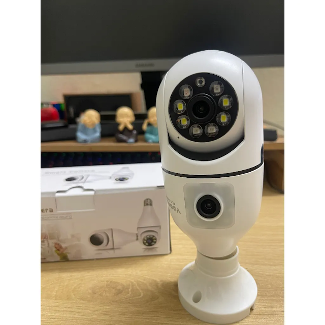 camera yoosee bóng đèn 2 mắt xoay 360 Wifi không dây