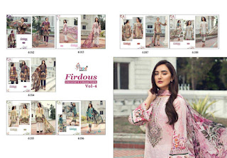  Firdous exclusive collection vol 4 Cotton Embroidery Suits