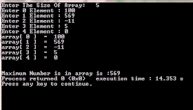 Maximum or largest number in array c++ code