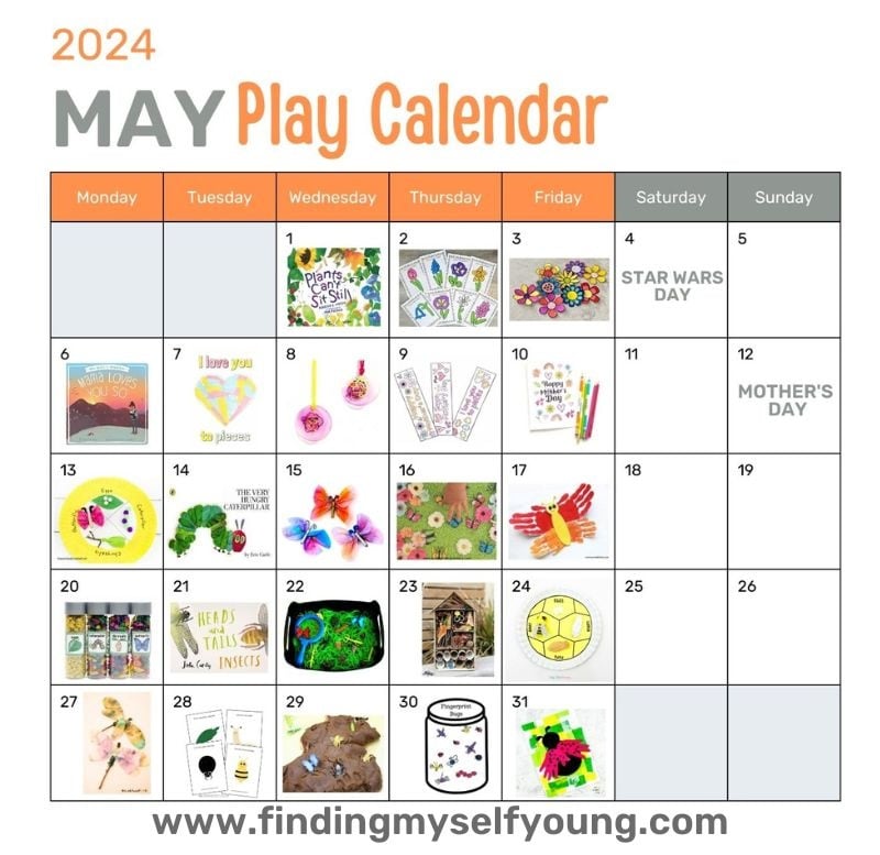 Finding Myself Young May play calendar.