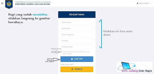 cara mendaftar lelang online kemenkeu RI, alur pendaftaran lelan online, daftar lelang online, cara mudah daftar lelang on-line