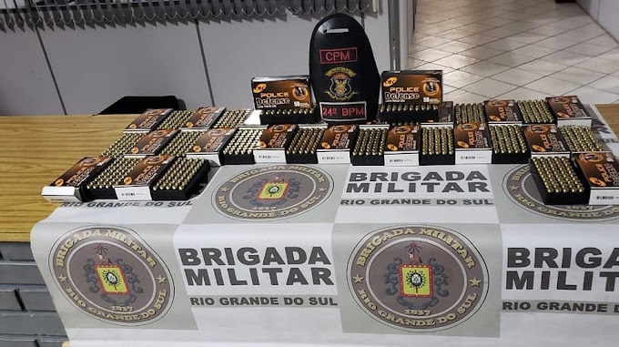 Brigadianos do 24ª BPM de Alvorada apreendem munição de uso restrito em Cachoeirinha