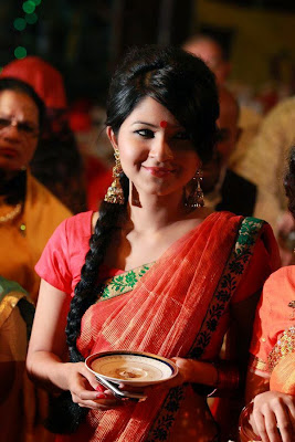 Actress and Model Orchita Sporshia at Puja