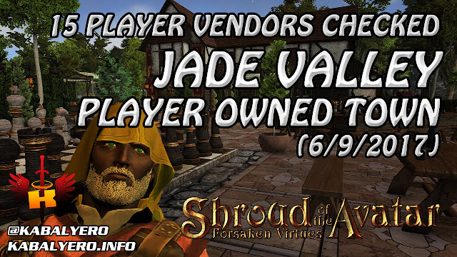 Jade Valley, 15 Player Vendors Checked (6/9/2017) 💰 Shroud Of The Avatar Market Watch