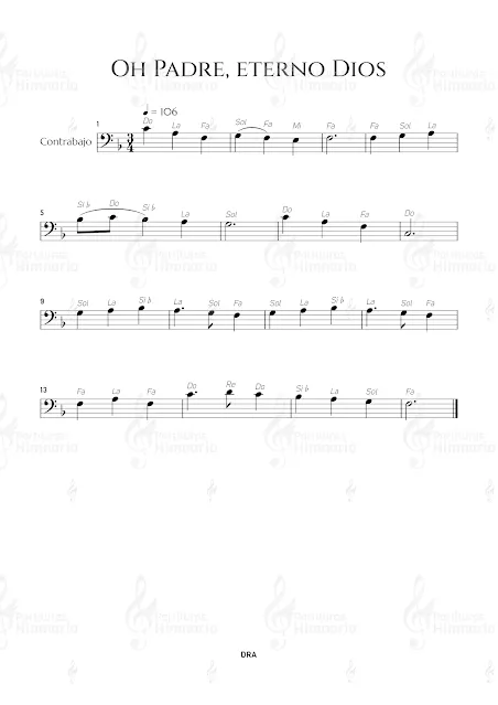 Oh Padre, eterno Dios partitura gratis para contrabajo (free music sheet double bass)